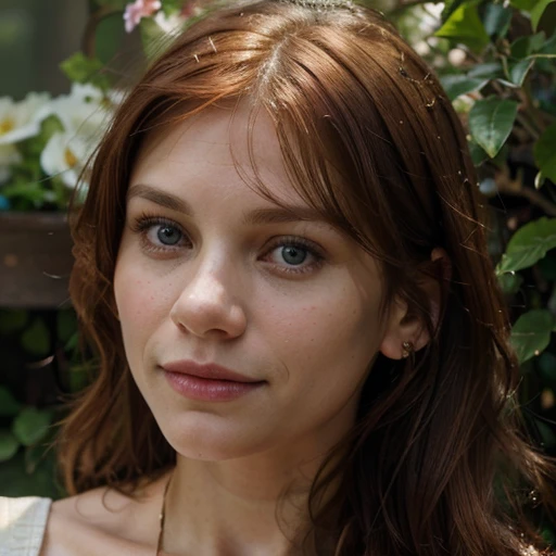 (best quality, highres), 40-year-old Claire Danes with dark red hair and bangs, beautiful detailed eyes, captivating expression, showcasing a closed wide smile, extremely detailed lips, and a bulbous nose. She resembles her character from "My So-Called Lif...