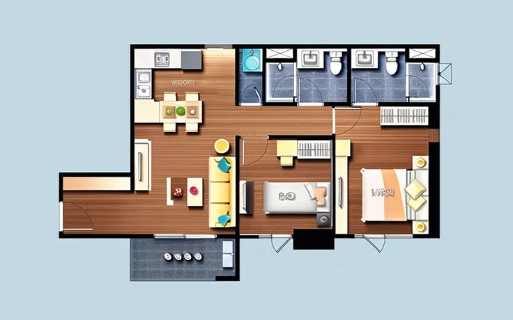 (render floor plan), (floor plan design:1.2), (apartment floor plan:1.2), ((best quality)),((masterpiece)),((realistic)), , chai...