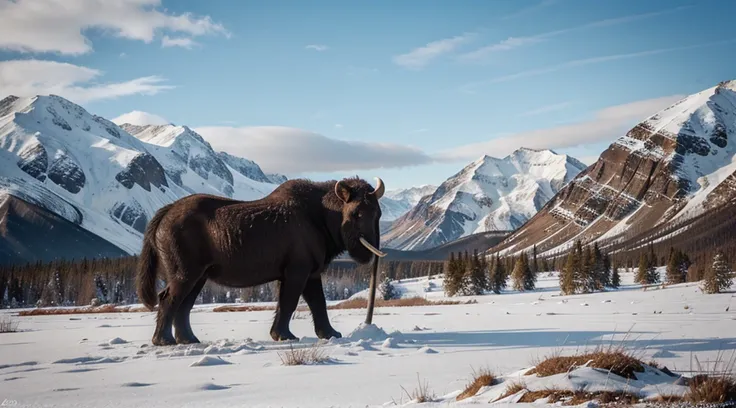 un mamut en Siberia con un texto encima de la imagen que diga alberto