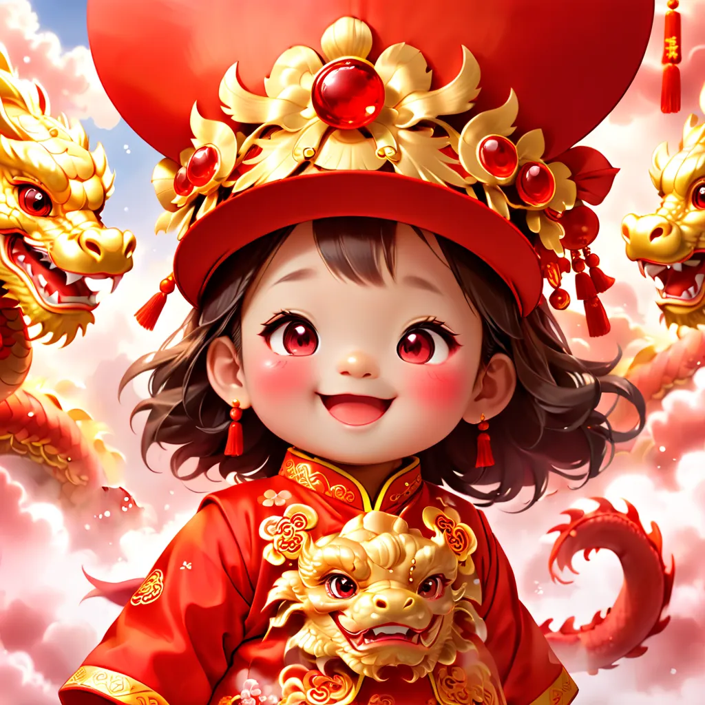 (closeup of face: 1.8), 3d character rendering，(vector illustration style)，((1 girl，the image of the laughing god of wealth baby...