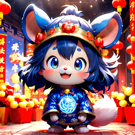 (closeup of face: 1.8), 3d character rendering，(personification:1.5), ((1 cute mouse，laugh))，((hairstyling design：brilliant deep...