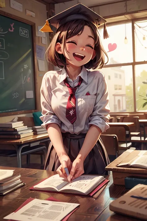 close_up of Laughing faces, Classmate, school, graduation photo, Laughing heartily, intricate, (masterpiece, Representative work, official art, Professional, unity 8k wallpaper:1.3)