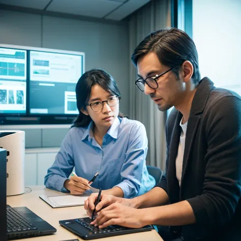 Researchers having a discussion