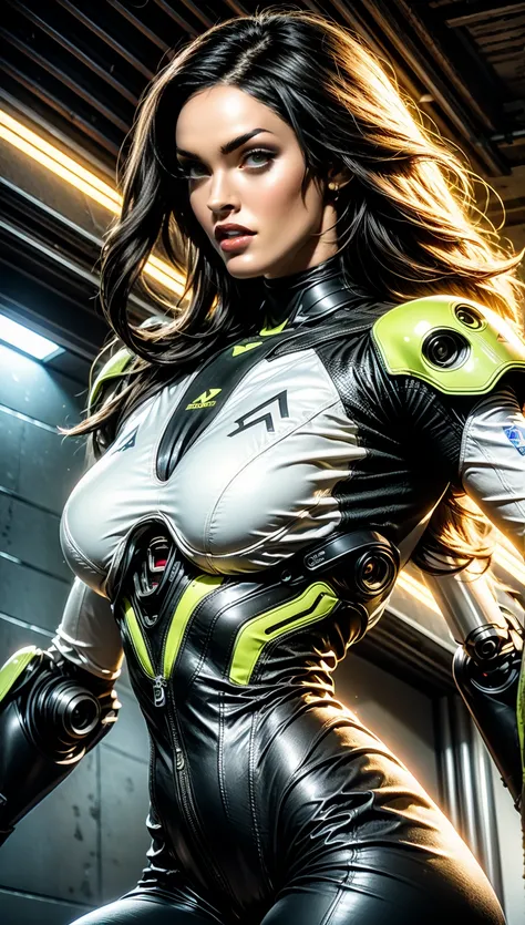 (1 girl), (megan fox:1.25), (skin tight cybernetic android mecha armor:1.25), (muscular female android:1.25), nijistyle, rfktr_technotrex, exploring planets, alien worlds, exotic locations, deep-space, unknown terrors, galactic nebulas, star studded cosmos...