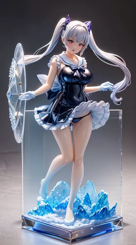 Ultra Miniature Paintings,pvc revoltech,figma,Glossy color,Crystal clear glowing eyes,embarrassed from,acrylic box,Realistic three-dimensional effect,Bright face,Crying face,A sexy,cute acrylic stand girl,sailor,big breasts thin waist,Slim big,teats,topple...