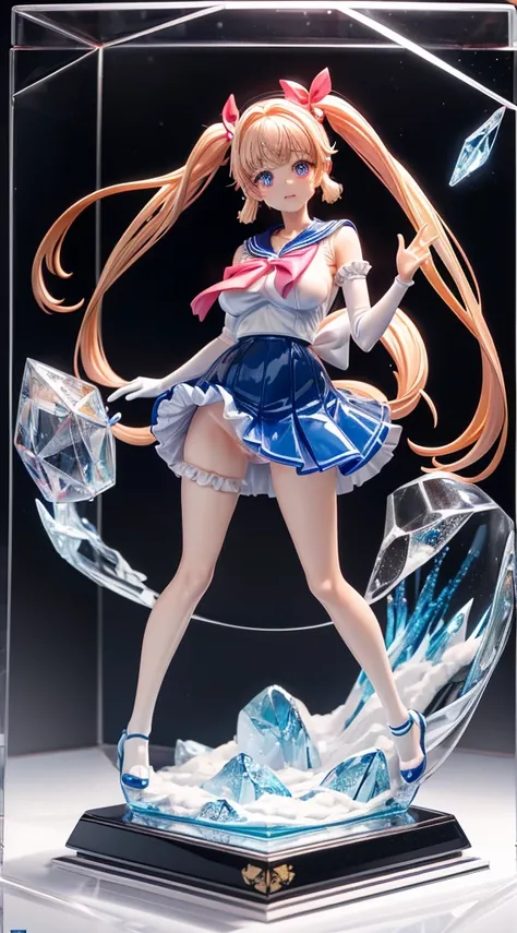 Ultra Miniature Paintings,pvc revoltech,figma,Glossy color,Crystal clear glowing eyes,embarrassed from,acrylic box,Realistic three-dimensional effect,Bright face,Crying face,A sexy,cute acrylic stand girl,sailor,big breasts thin waist,Slim big,teats,topple...