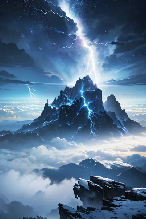 (best quality,4k,8k,highres,masterpiece:1.2),ultra-detailed,(realistic,photorealistic,photo-realistic:1.37),mountainous field with beams of light, interdimensional lightning, volumetric lightning, plasma-like lightning arcs, explosive lightning spells, sky...