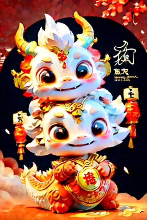 Cute Chinese dragon, tmasterpiece, Best quality at best, jubilation，Spring festival，Dragon，gleeful