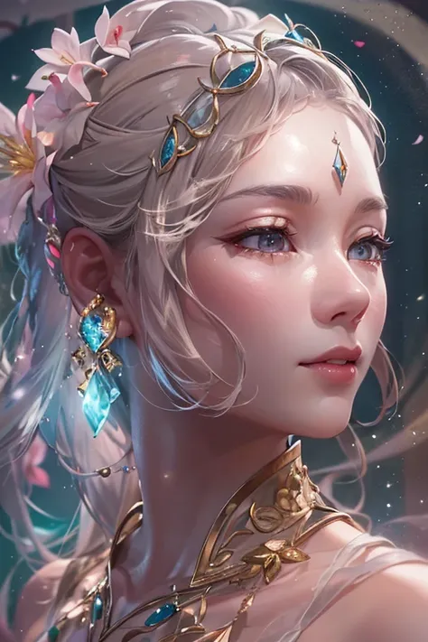 Eve&#39;s avatar、her wisdom、warmth、Reflecting compassion、emits a calm aura。Face that is、It takes the form of an ethereal figure adorned with flowing robes that sparkle in the soft moonlight.。Her features are gentle yet strong.、Exudes an atmosphere of tranq...