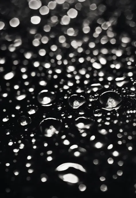 an abstract shot of water droplets on a vibrating surface, with multiple droplets creating unique and unpredictable patterns, showcasing the chaos and beauty that arises from the influence of vibration on water