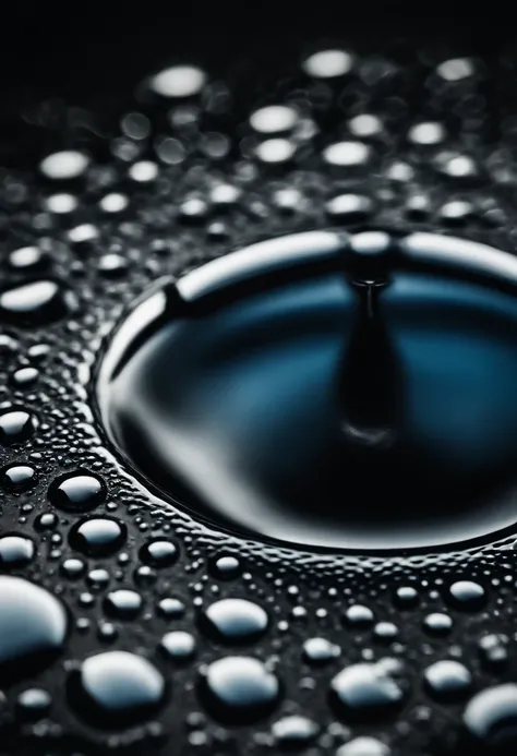 an abstract shot of water droplets on a vibrating surface, with multiple droplets creating unique and unpredictable patterns, showcasing the chaos and beauty that arises from the influence of vibration on water