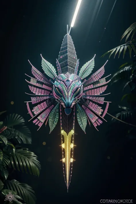 Future genetic engineering will incorporate living organisms into your artwork, Coberto por fauna, flora. Alebrije, master part, hiper HD, Axonometric view, Selvas. Cyberpunk