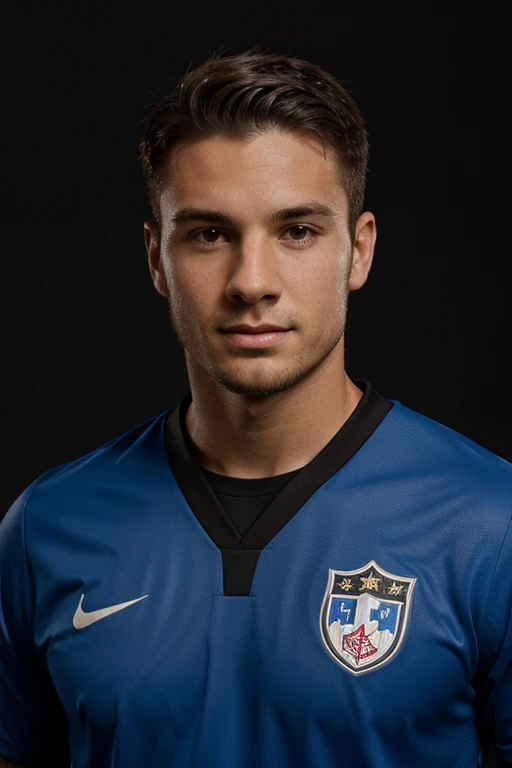 Male soccer player portrait from the shoulders up, transparent background, facing forward