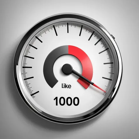 a sleek tachometer reaching the 1,000 mark, symbolizing the number of likes received