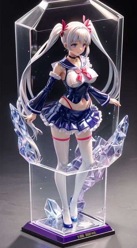 Ultra Miniature Paintings,pvc revoltech,figma,Glossy color,Crystal clear glowing eyes,embarrassed from,acrylic box,Realistic three-dimensional effect,Bright face,Crying face,A sexy,cute acrylic stand girl,sailor,big breasts thin waist,Slim big,teats,topple...