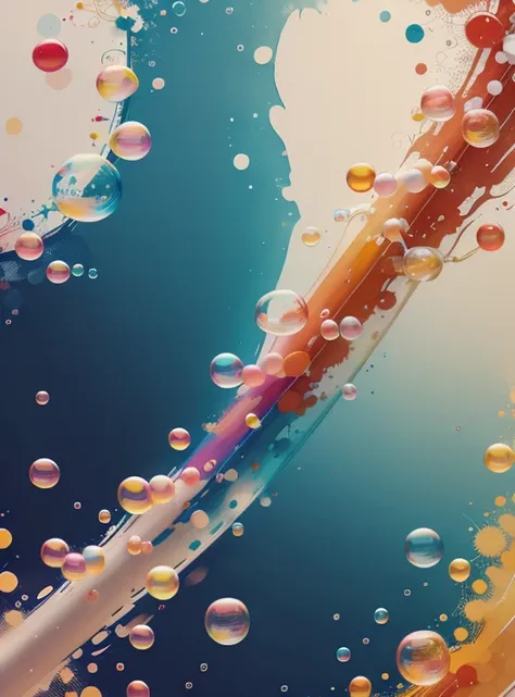 wallpaper with colorful background with paint splashes and bubbles