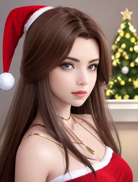 beautiful woman and a christmas decoration