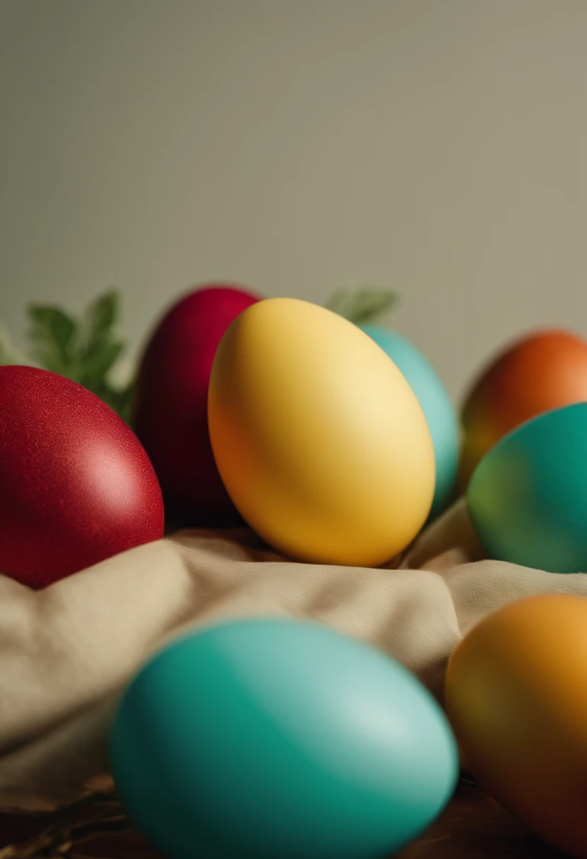 a minimalist shot of a bold, solid-colored background with a single, strategically placed Easter egg or decoration, creating a visually impactful and clean composition that highlights the simplicity and beauty of the Easter theme