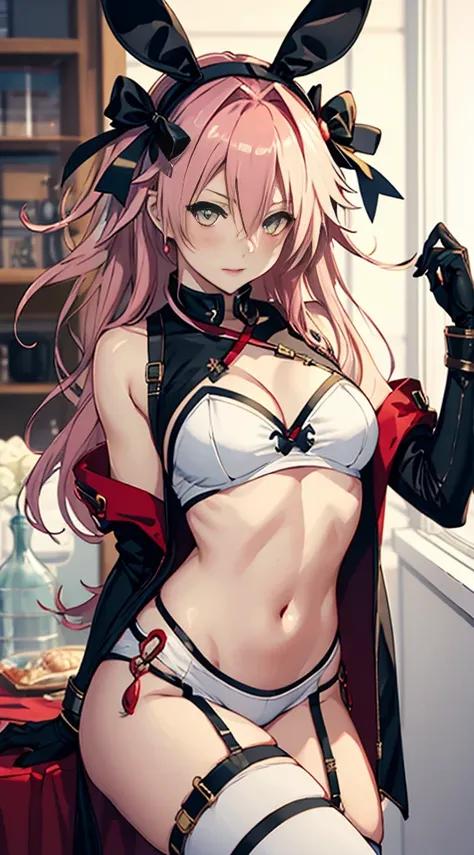 fatego, fate go, fate, astolfo, axilas, cabelo rosa, cosplay de bunny, sexy, femboy, trap