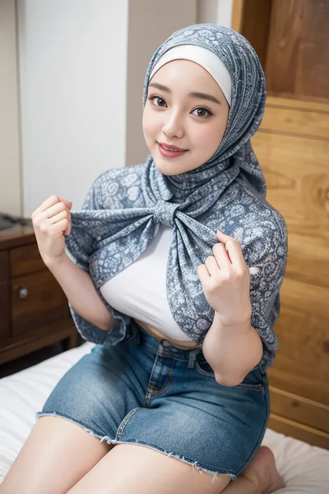 8k, High-res, masterpiece, best quality, best detailing,woman, solo, 35 years old, beautiful woman using hijab, hijab, sexy dance, busted boobs, bigbutt, loveable, smile, cute face, fullbody, fullbody shot, cowboy shot, perfectbody, little soaked, high res...