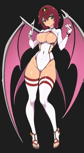 (((Best Quality))) , ((full body)), female, reference sheet, solo, (white background), demonic girl,