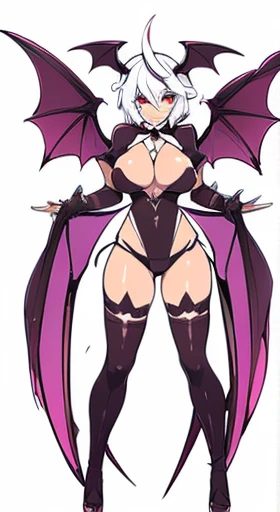 (((Best Quality))) , ((full body)), reference sheet, solo, (white background), horn, mini bat wings, succubus,