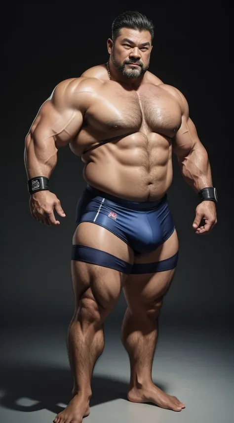 Middle age，the only person，male people，Muscle wrestler，Muscular，Stout wrestler，Asian people，uncles，60岁的Middle age，short detailed hair，short detailed hair细节，Wrestling Bootle Body Figure，Panorama characters，WWE ring，WWE American professional wrestling，spotli...