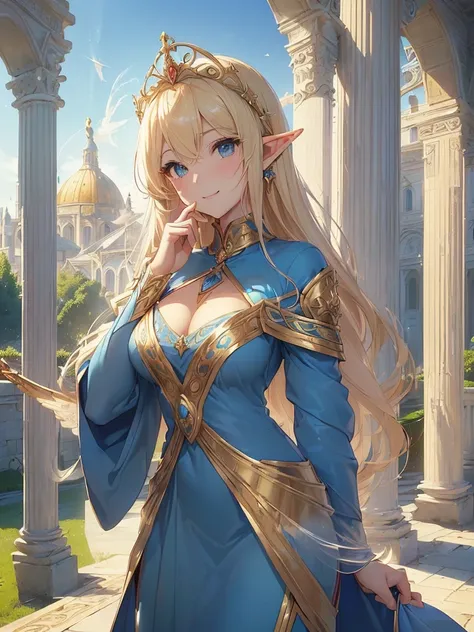 top-quality、Top image quality、But Tarpeace、Two super beautiful elf beauties((24 year old、Best Bust、big bast、Bust 90,beautiful blue long ironed hair、a blond、globe、Sexy means、、A slender、a closeup、Esbian、beautiful tiara、hiquality、Beautiful Art、background spec...