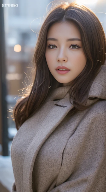 ((Realistic lighting, Best quality, 8K, Masterpiece: 1.3)), Clear focus: 1.2, 1girl, Perfect beauty: 1.4, Big breasts: 1.2, Slim abs: 1.1, ((dark brown hair)), (winter clothes), (outdoor ), night: 1.1), Seoul , Super fine face, fine eyes, Double eyelids,