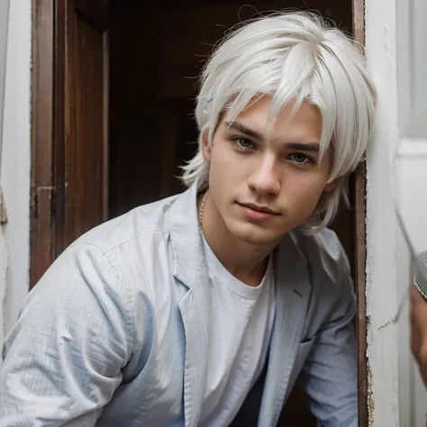 aitham, young male, young man, white hair,