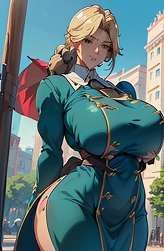 ((femele,Colossal breasts,huge-breasted:1.4, (huge-breasted:1.8),very red lips,Big ass,big breasts thin waist,long legged,is standing,greenish-blue eyes))
(((((Anime style face,Good depiction of the face)))))
8k(((((plein air)))))