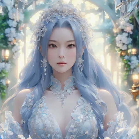 1girl in、Solo ,Alone,looking at the viewers、
The upper part of the body、。.。.。.、Too realistic frilly princess dress、draped clothes、jewely、ornament detached、florals、Lace trim、
​masterpiece、top-quality、8K、detailed skin textures、Detailed Cloth Texture、beautifu...