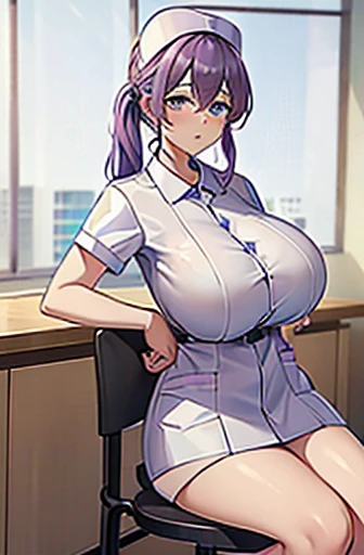 nurse uniform,hospital, latex nurse suit,nurses,busty,elbow gloves,labcoat,silverhair woman,azure eyes , gigantic boobs ,medical instruments,asian nurse,two nurses,speculum,examination room,oversize boobs, ,big ass ,strap on, lay on table ,legs spreaded,gi...