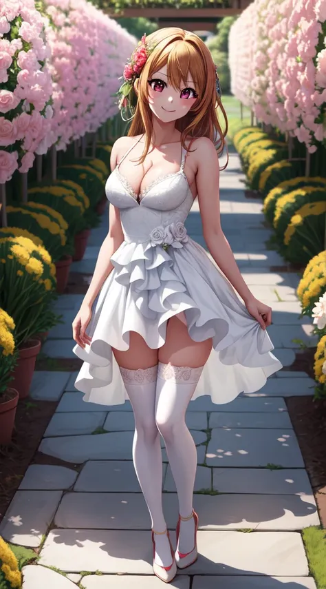 anime, beautiful face, highly detailed face, 2 accurate legs detailed eyes, highly detailed background, perfect lighting, accurate arms, accurate hands, accurate fingers, full body, 1girl, solo, ruby hoshino, oshi no ko, indoors, detailed heels, white deta...