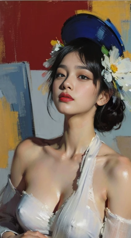 a close up of a woman with a flower crown on her head, asian features, jinyoung shin, inspired by Yanjun Cheng, traditional art, korean artist, gorgeous chinese model, yanjun chengt, fanart, by Ni Tian, beautiful south korean woman, official artwork, by Wu...