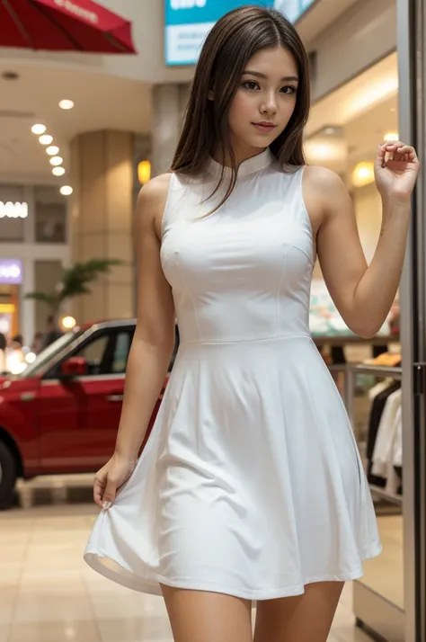 best quality, masterpiece, ultra high resolution (photorealistic: 1.4), girl, short dress (in shopping mall), looking at viewer,...