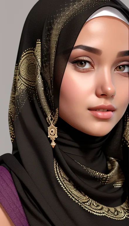 ultra realistic in cartoon-style, girl with moslem clothing and wearing hijab high quality, detailed, sharp, perfect drawing