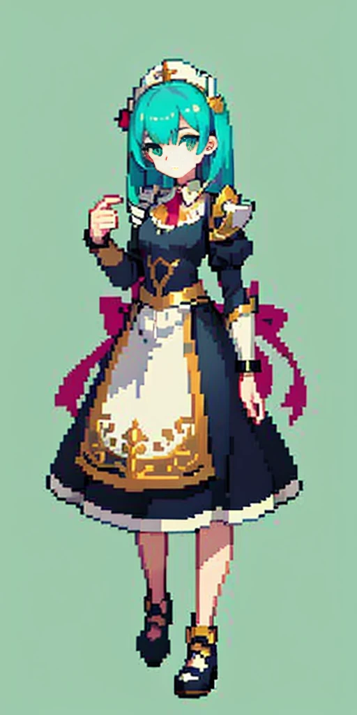 masterpiece, top quality, best quality), pixel,pixel art, 1 girl, aqua, fullbody, cyprinid