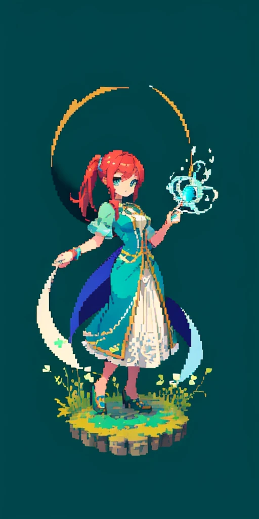 masterpiece, top quality, best quality), pixel,pixel art, 1 girl, aqua, fullbody, Cyprinid