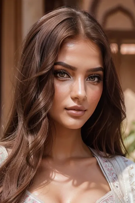 Instagram-Models posieren in Marokko, beautiful detailed eyes, beautifully detailed lips, extremely detailed eyes and face, kurzes, welliges rosa Haar ((best qulaity)), ((Meisterwerk)), (detailliert), perfektes Gesicht