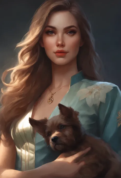 woman and dog standing together, artgerm and atey ghailan, ruan jia and artgerm, artgerm and ruan jia, extremely detailed artgerm, Yang J, ig model | artgerm, artgerm. high detail, Character portrait, portrait of female paladin