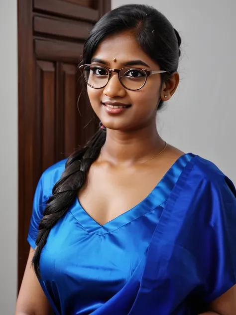 portrait of specs wearing Tamil girl, looking at the viewer, hyper realistic,