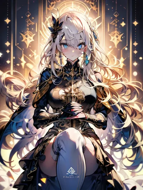 Official art, ヨーロッパの​masterpiece女性,, pale silver hair , azure eyes, (​masterpiece、top-quality、hight resolution: 1.4),in 8K, Anime Art Nouveau, highly detailed exquisite fanart, anime fantasy illustration, clean detailed anime art, detailed anime art, sharp...