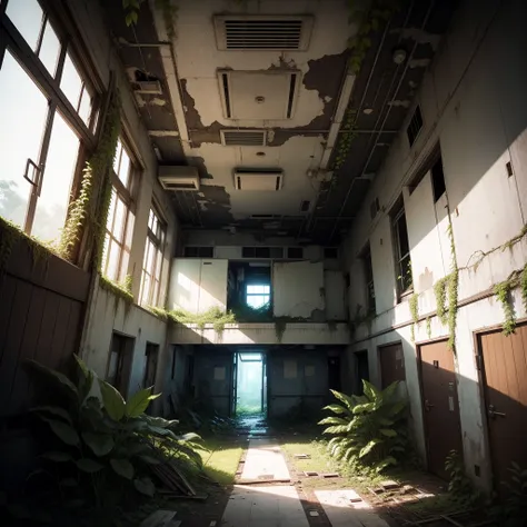 After the end times、an overgrown、without humans、Abandoned hospitals with only flora and fauna