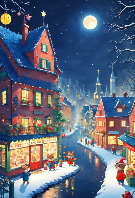 by Richard Scarry, night, happy new year, enhance, intricate, (best quality, masterpiece, Representative work, official art, Professional, unity 8k wallpaper:1.3)