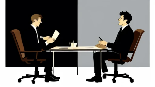 a silhouette of two men sitting in chairs entrain de parlé to each other, Donner une entrevue, interview, entrain de parlé, débat télévisé, par Allen Jones, Illustration graphique, Acteurs, Image de bande dessinée, ilustration, Réflexion, des gens sombres ...