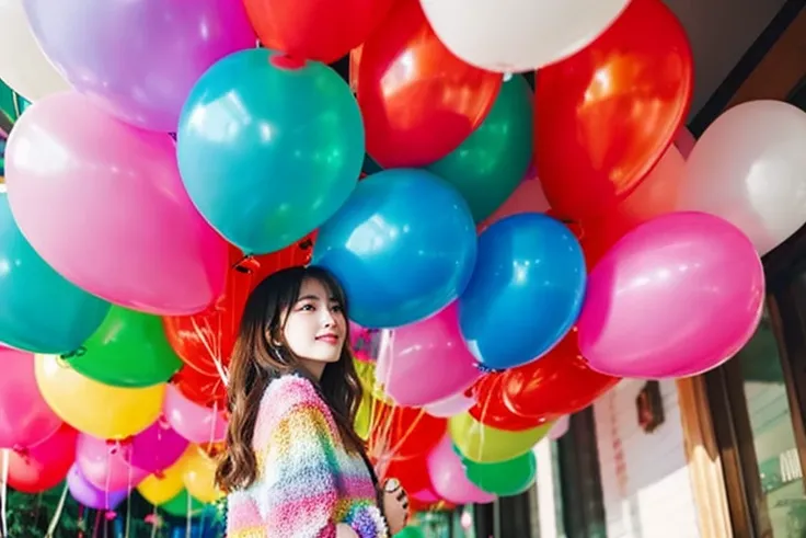 full of balloons、colourfull、Fashionable、present、kawaii、Pleasant feelings