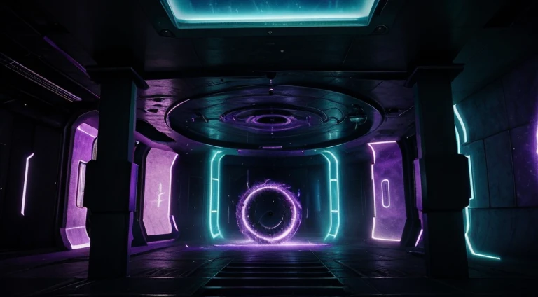 lair at the end of time, swirling purple, blue, and green energy