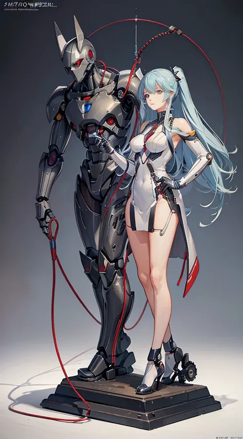 ((Finest quality)),(超A high resolution),(ultra-detailliert),((Best Anime)),sharpnes,Clair,Art with astounding depictions, Electromechanical,(android,Body fused with machinery,Mechanical parts exposed from the body,Cables connected to the entire console)