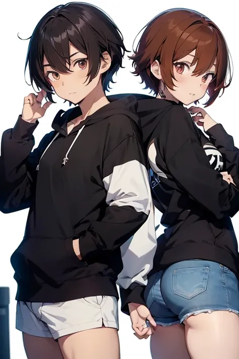 (male anime character) with a (young anime man) look. featuring (anime moe artstyle), featuring (1 male). He is wearing a (hoodie black) kemonomimi, with (auburn hair: 1.3). katsushika, neferpitou, anime moe artstyle, hana yata